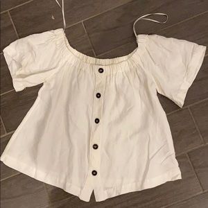 H&M white linen off the shoulder top